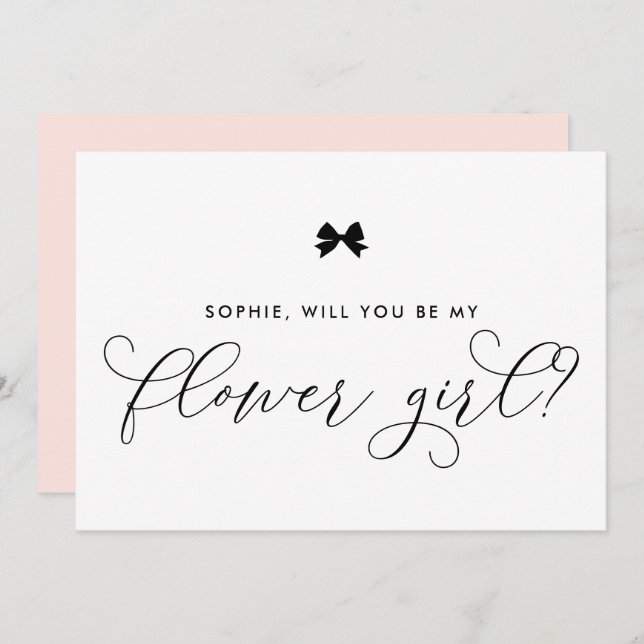 Black Parisian Bow Will You Be My Flower Girl Invitation (Front/Back)
