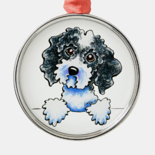 Black Parti Cockapoo Lined Up Metal Tree Decoration