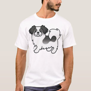 Black Parti-Color Tibetan Spaniel Cute Cartoon Dog T-Shirt
