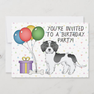 Black Parti-Colour Mini Goldendoodle Dog Birthday Invitation