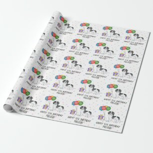 Black Parti-Colour Mini Goldendoodle Dog Birthday Wrapping Paper