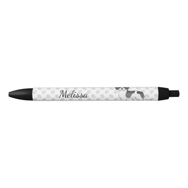 Black Parti-colour Mini Goldendoodle Dog & Name Ink Pen (Front)