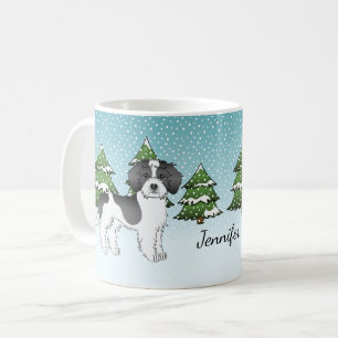 Black Parti-colour Mini Goldendoodle Winter Forest Coffee Mug