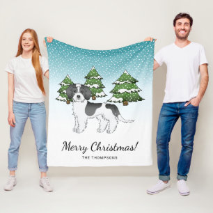 Black Parti-colour Mini Goldendoodle Winter Forest Fleece Blanket