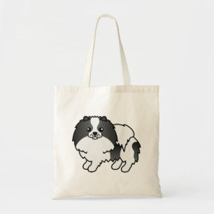 Black Parti-Colour Pomeranian Cute Cartoon Dog Tote Bag