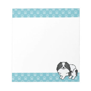 Black Parti-Colour Pomeranian Dog Illustration Notepad
