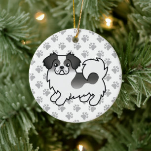 Black Parti-Colour Tibetan Spaniel Cute Cartoon Do Ceramic Tree Decoration