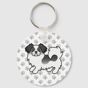 Black Parti-Colour Tibetan Spaniel Cute Cartoon Do Key Ring