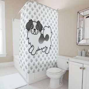 Black Parti-Colour Tibetan Spaniel Cute Cartoon Do Shower Curtain