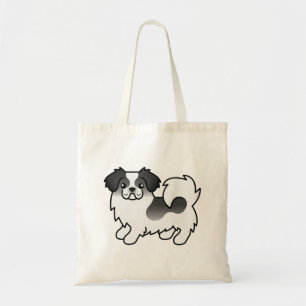 Black Parti-Colour Tibetan Spaniel Cute Cartoon Do Tote Bag