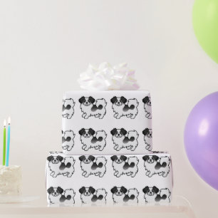 Black Parti-Colour Tibetan Spaniel Cute Dog Patter Wrapping Paper