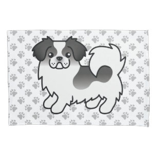 Black Parti-Colour Tibetan Spaniel Cute Dog & Paws Pillowcase