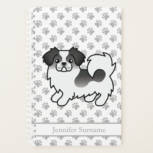 Black Parti-Colour Tibetan Spaniel Cute Dog & Text Planner (Front)