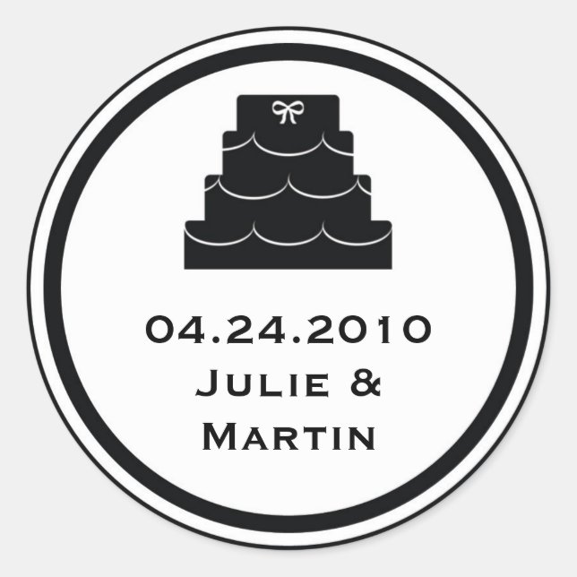 Black party cake wedding favour tag seal label (Front)