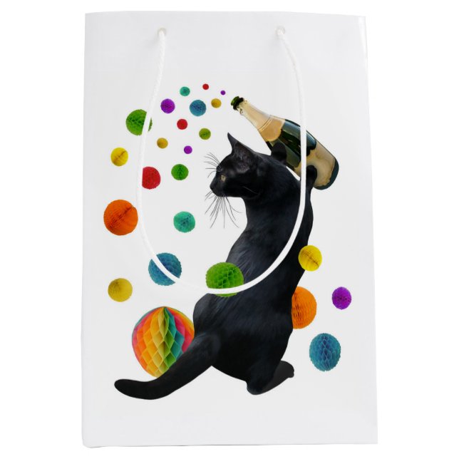 Black Party Cat Gift Bag (Front)