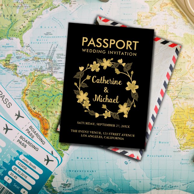 Black Passport Destination Wedding  Invitation (Creator Uploaded)
