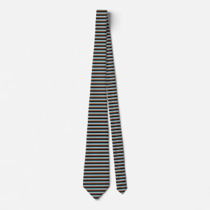 Black, Pastel Blue and Brown Stripes Tie
