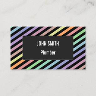 Black & Pastel Colour Lines Pattern Business Card