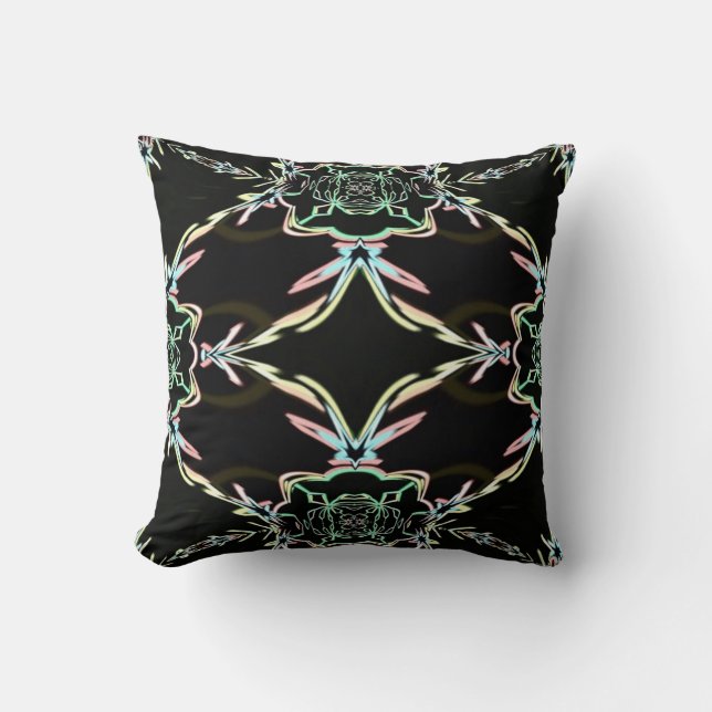 Black Pastels Fractal Throw Pillow (Front)