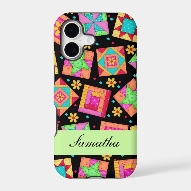 Black Patchwork Quilt Block Name Personalised (Back)