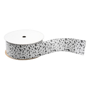 Black Pattern Drinks and Glasses Grosgrain Ribbon