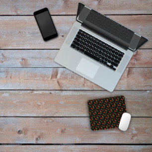 Black pattern floral wildflowers mouse pad