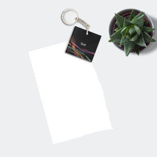 Black pattern geometric Waves name Key Ring