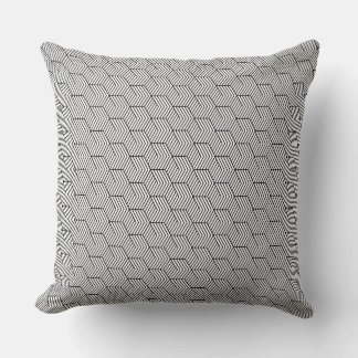 Black Pattern Line Cube Geometry Simple Cushion