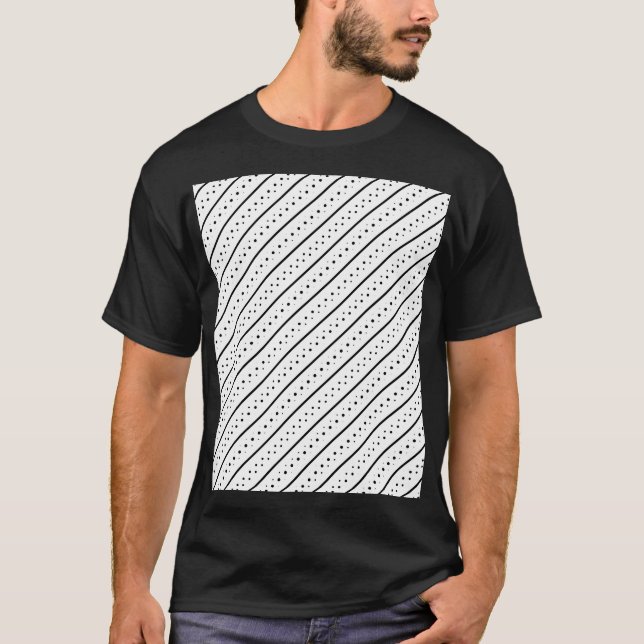 Black Pattern Line Dots Geometry T-Shirt (Front)