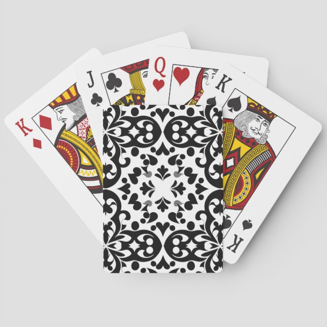 black pattern on white background playing cards (Back)