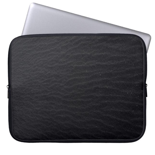 Black pattern sand surface texture laptop sleeve (Front)