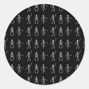 Black pattern Skeletons dead dance bones spooky Classic Round Sticker