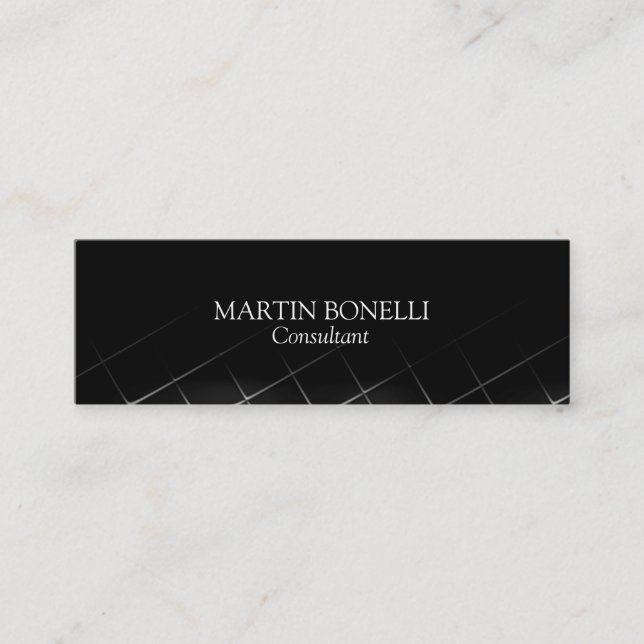 Black Pattern Slim Traditional Font Classic Mini Business Card (Front)