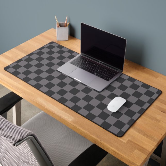 Black Patterns Chequerboard Check Chequered Desk Mat (Office 2)