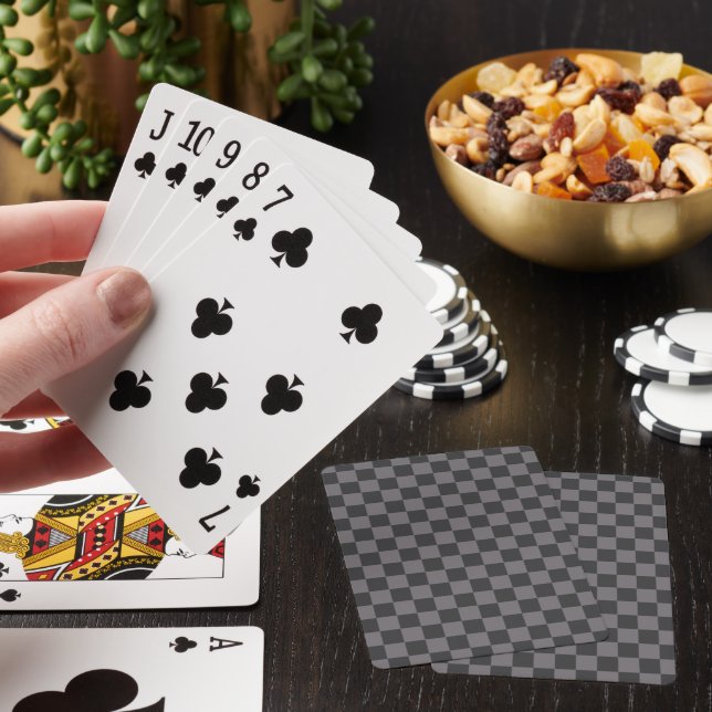 Black Patterns Chequerboard Check Chequered Playing Cards (In Situ)