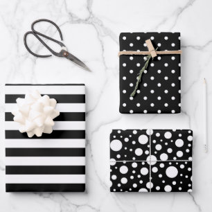 Black Patterns Wrapping Paper Sheet Set