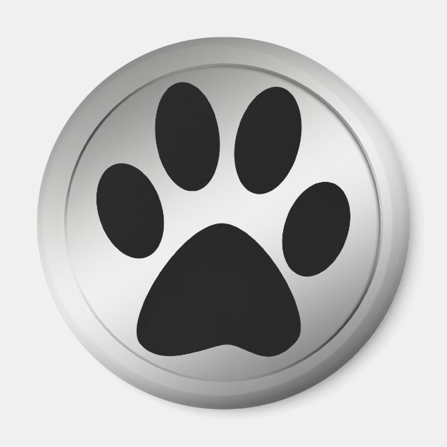 BLACK PAW PRINT IN SILVER FRAME MAGNET (Front)