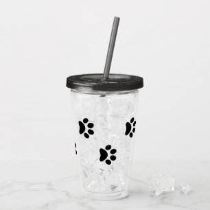 Black Paw Prints Acrylic Tumbler