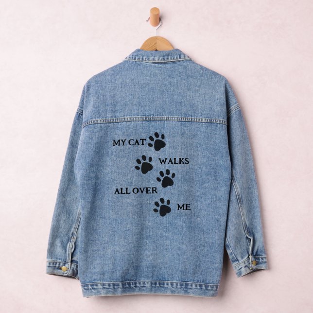 Black Paw Prints Design Denim Jacket (Hangar)