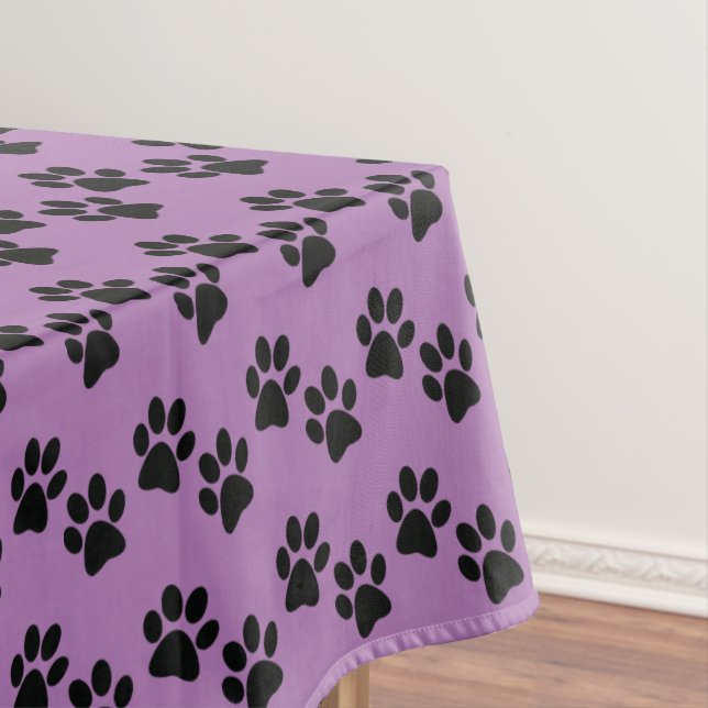 Black Paw Prints Design Tablecloth (In Situ)