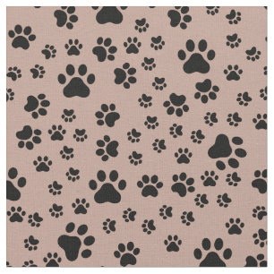 Black Paw Prints on Antique Brass Fabric