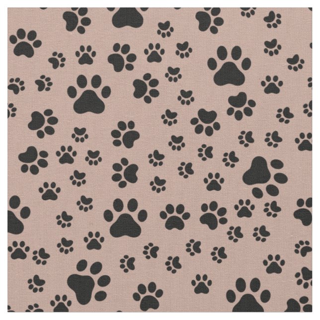 Black Paw Prints on Antique Brass Fabric (Close Up)