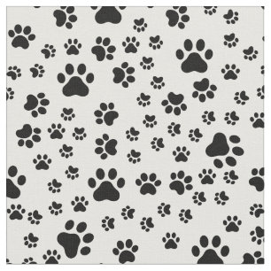 Black Paw Prints on White Fabric