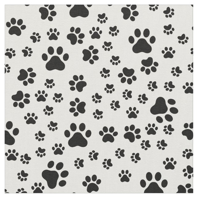 Black Paw Prints on White Fabric (Close Up)