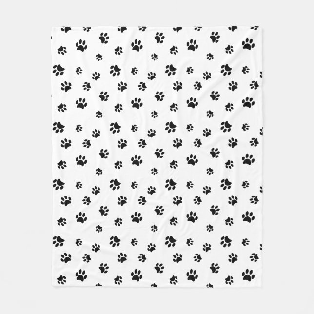 Black Paw Prints Pattern Fleece Blanket (Front)