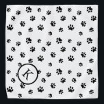 Black Paw Prints Pattern Monogram Bandana<br><div class="desc">Show how much you love animals with this cute black paw print patterned bandanna. Also looks awesome with other lighter backgrounds. Bet your pet will look adorable wearing it!</div>