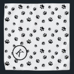 Black Paw Prints Pattern Monogram Bandana<br><div class="desc">Show how much you love animals with this cute black paw print patterned bandanna. Also looks awesome with other lighter backgrounds. Bet your pet will look adorable wearing it!</div>