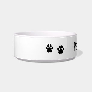 Black Paw Prints Personalised Pet Bowl
