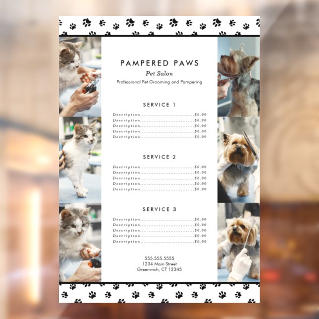 Black Paw Prints Photo Collage Pet Salon Services (Sheet 2)