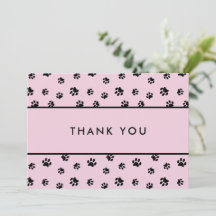 Black Paw Prints Pink Pet Care Business Thank You